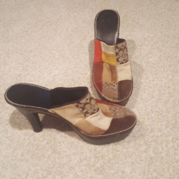Multi colored Coach heeled clogs/mules - Picture 3 of 3